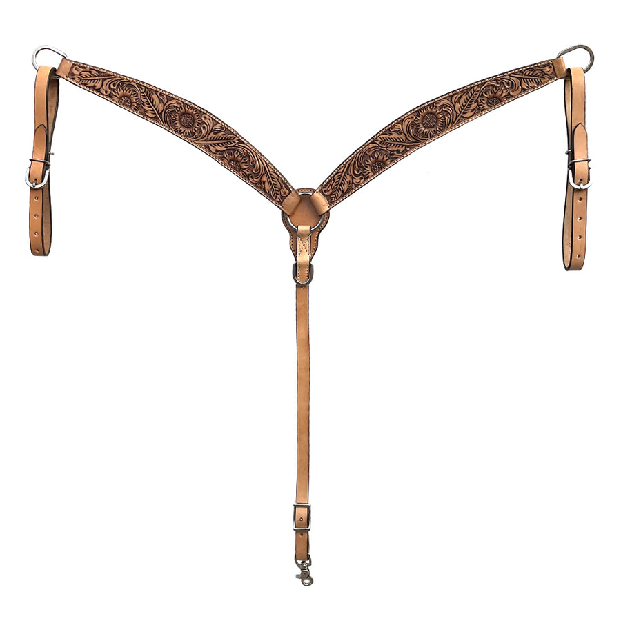 BAR H EQUINE Western Handtooled Leather Horse Headstall and Breast Collar Set - Uhorse