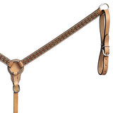 BAR H EQUINE Western Handtooled Leather Horse Headstall & Breast Collar Set