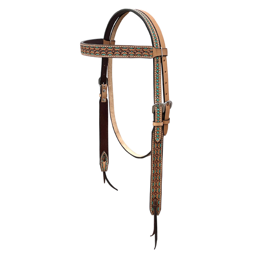 BAR H EQUINE Western Handtooled Genuine Leather Horse Headstall Tack - Uhorse