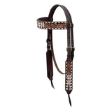 BAR H EQUINE Western Handtooled Leather Horse Headstall & Breast Collar Set