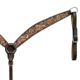 BAR H EQUINE Western Handtooled Leather Horse Headstall & Breast Collar Set