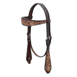 BAR H EQUINE Western Handtooled Leather Horse Headstall & Breast Collar Set