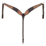 BAR H EQUINE Western Handtooled Leather Horse Headstall & Breast Collar Set