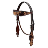 BAR H EQUINE Western Handtooled Leather Horse Headstall & Breast Collar Set