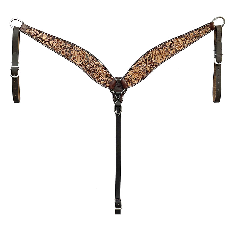 BAR H EQUINE Western Handtooled Leather Horse Headstall and Breast Collar Set - Uhorse