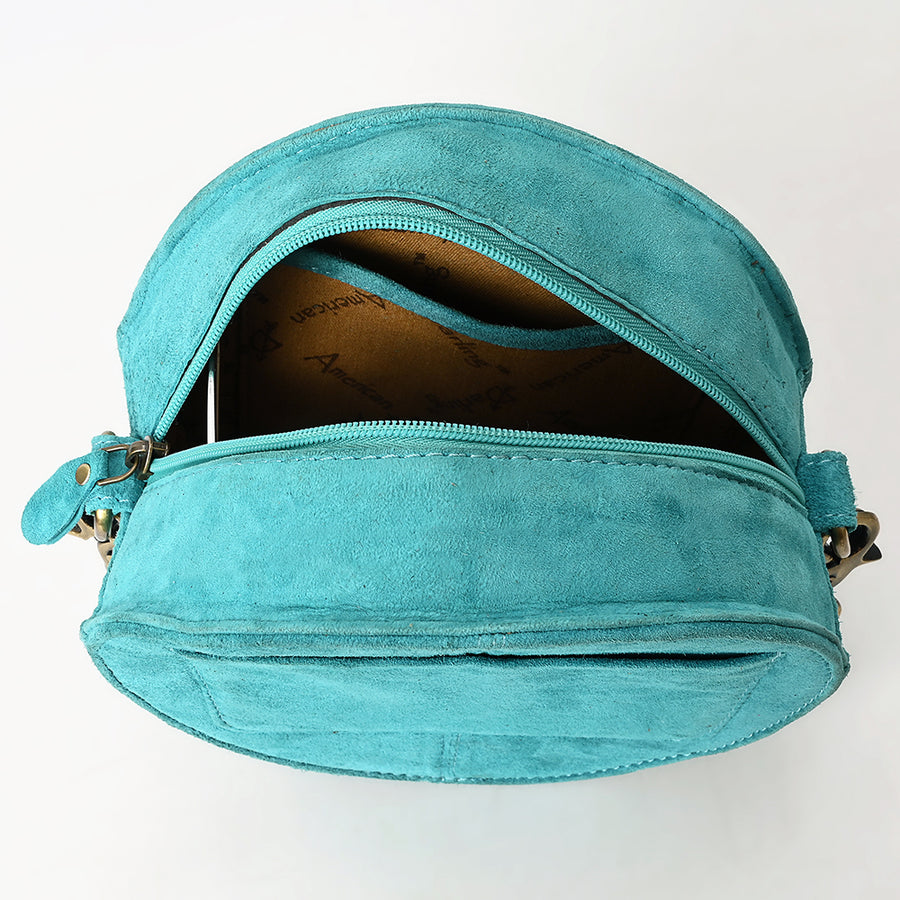 American Darling Boot Stitched Vegetable-Tanned Full Grain Genuine Suede Leather Canteen Bag with YKK Zipper