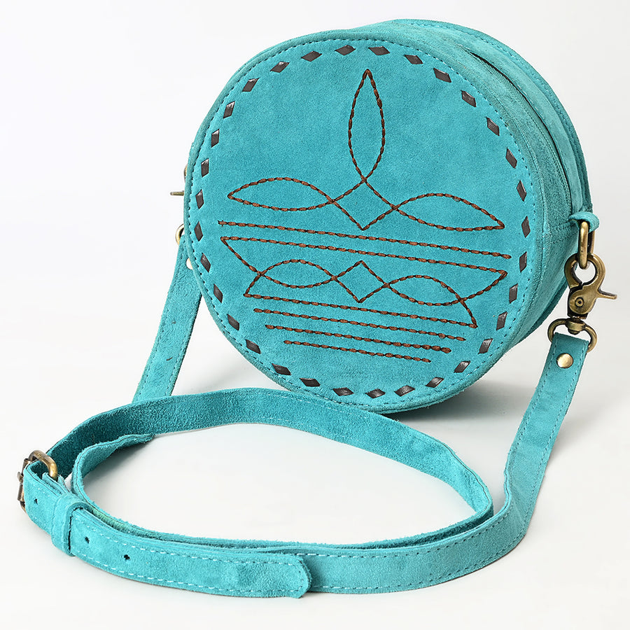American Darling Boot Stitched Genuine Suede Leather Canteen Bag - Uhorse