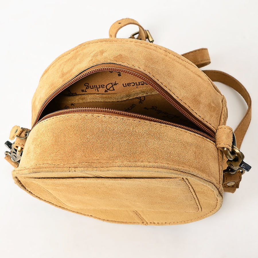 American Darling Boot Stitched Vegetable-Tanned Full Grain Genuine Suede Leather Canteen Bag with YKK Zipper