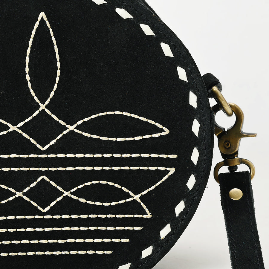American Darling Boot Stitched Vegetable-Tanned Full Grain Genuine Suede Leather Canteen Bag with YKK Zipper