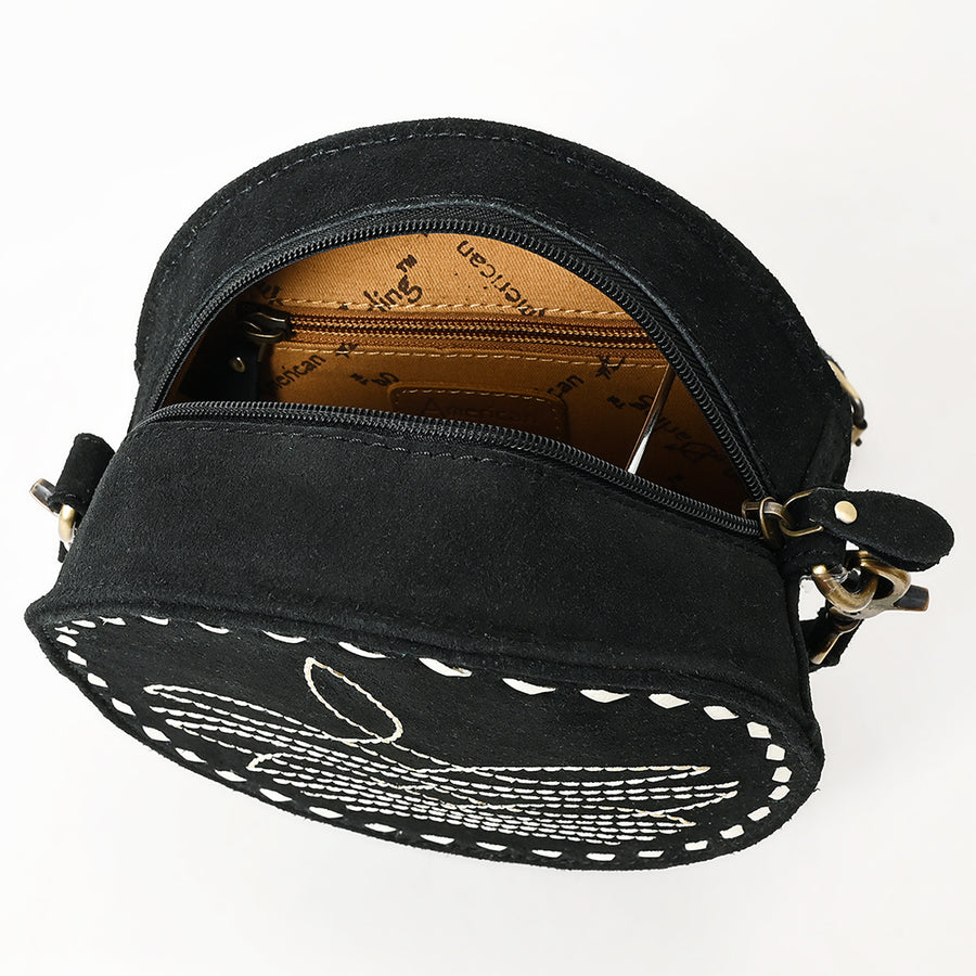 American Darling Boot Stitched Vegetable-Tanned Full Grain Genuine Suede Leather Canteen Bag with YKK Zipper