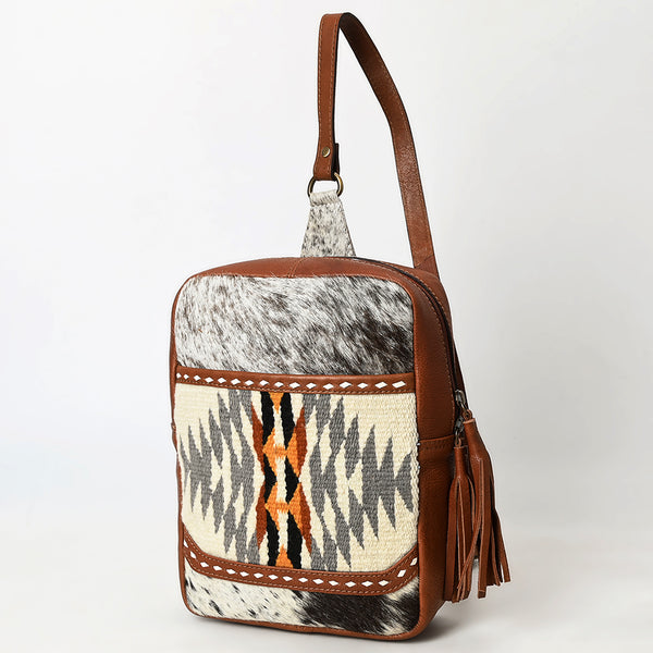 American Darling Hair-On Cowhide Saddle Blanket Genuine Leather Sling Bag - Uhorse