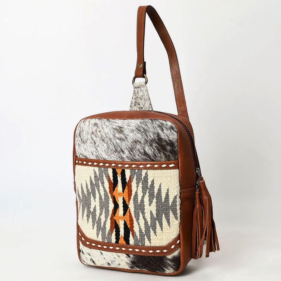 American Darling Hair-On Cowhide Saddle Blanket Genuine Leather Sling Bag - Uhorse
