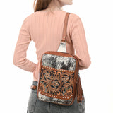 American Darling Adbga624 Sling Hand Tooled Hair-On Genuine Leather Women Bag Western Handbag Purse