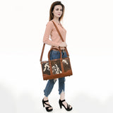 American Darling Adbga625 Duffel Hand Tooled Hair-On Genuine Leather Women Bag Western Handbag Purse