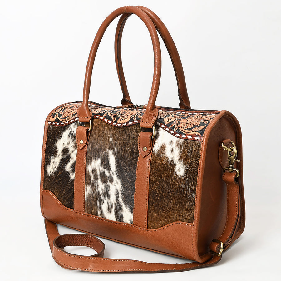 American Darling Hand Tooled Hair-On Cowhide Genuine Leather Speedy Bag - Uhorse