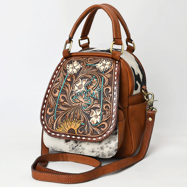 American Darling Hand Tooled Hair-On Cowhide Genuine Leather Backpack - Uhorse