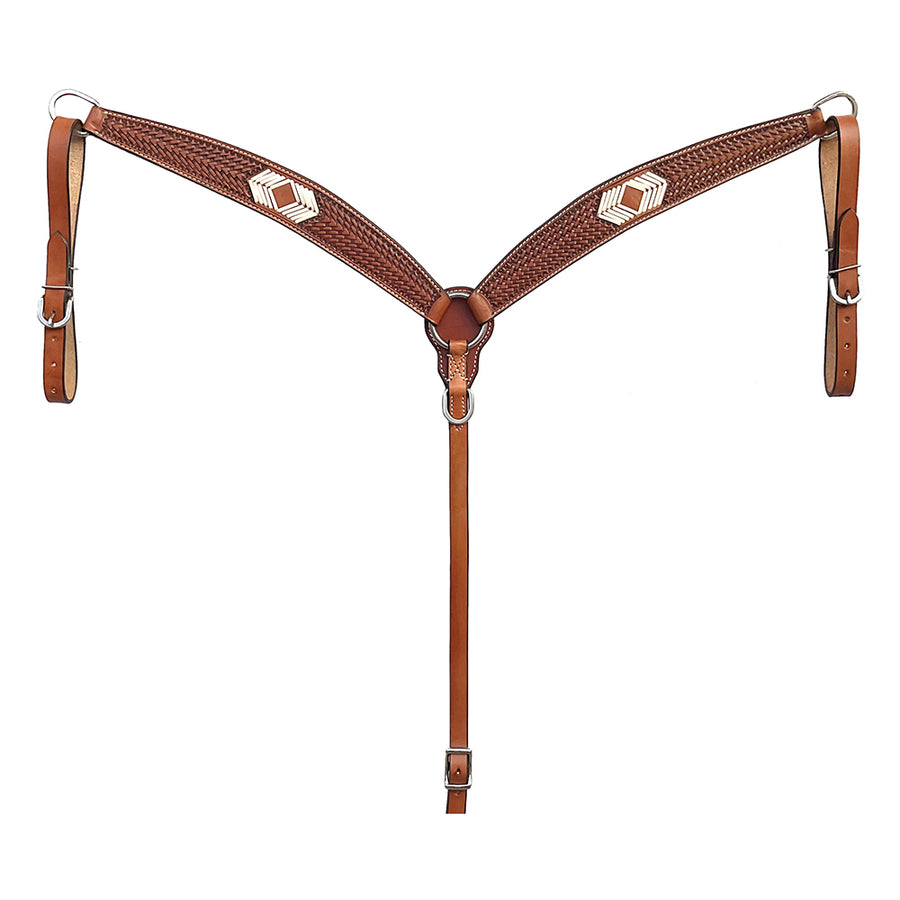 BAR H EQUINE Western Handtooled Leather Horse Headstall and Breast Collar Set - Uhorse