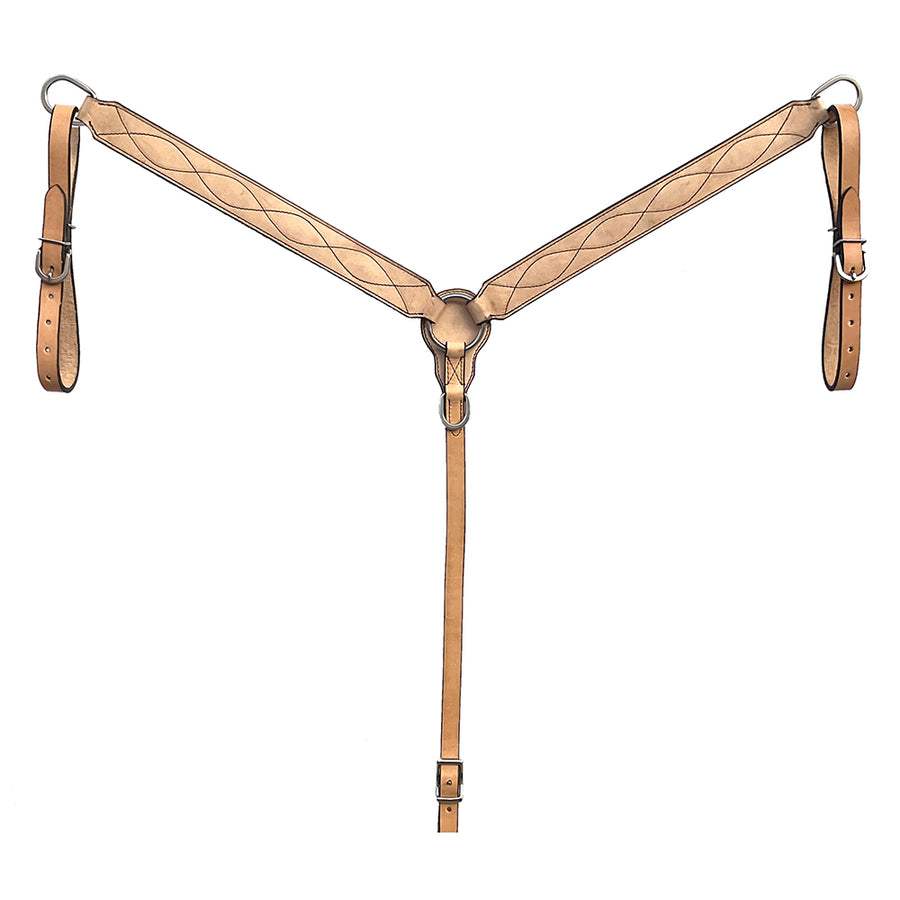 BAR H EQUINE Western Handtooled Leather Horse Headstall and Breast Collar Set - Uhorse