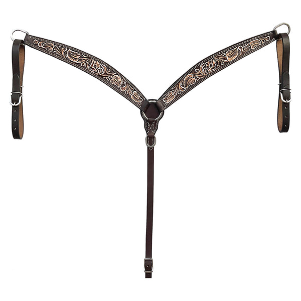 BAR H EQUINE Western Handtooled Leather Horse Headstall and Breast Collar Set - Uhorse