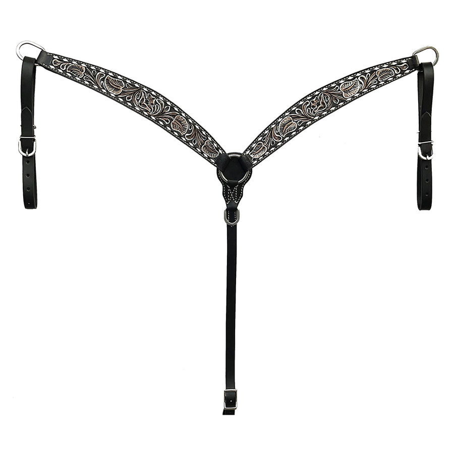 BAR H EQUINE Western Handtooled Leather Horse Breast Collar Tack - Uhorse