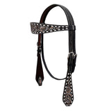 BAR H EQUINE Western Handtooled Leather Horse Headstall & Breast Collar Set