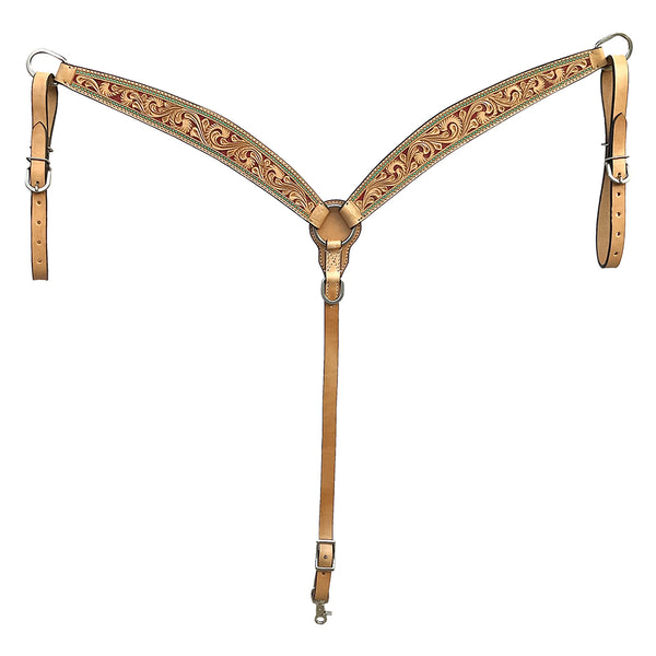 BAR H EQUINE Western Handtooled Leather Horse Headstall and Breast Collar Set - Uhorse