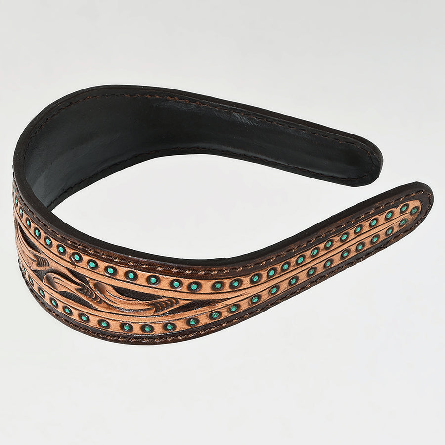 American Darling Hand-Tooled Western Leather Floral Carved Hair Band - Uhorse
