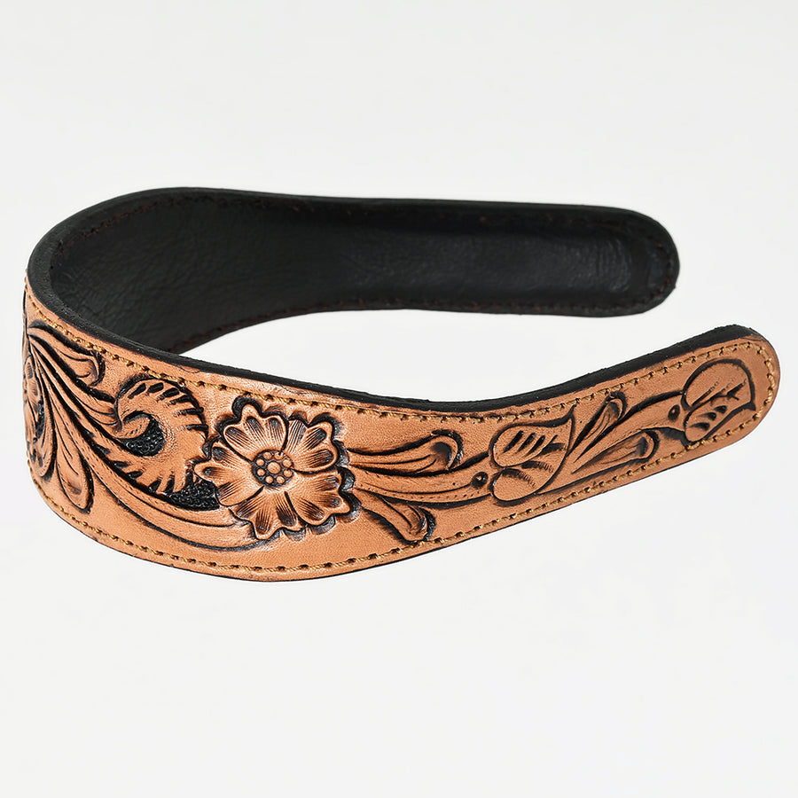 American Darling Hand-Tooled Western Leather Floral Carved Hair Band - Uhorse