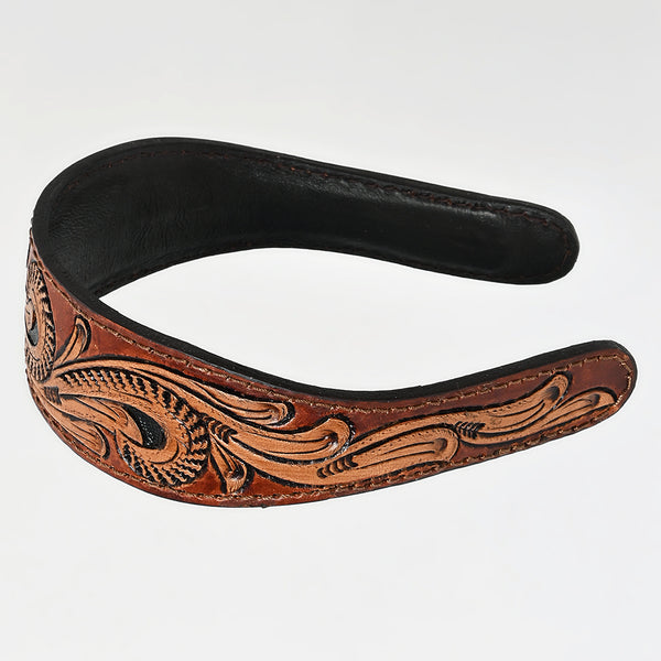 American Darling Hand-Tooled Western Leather Floral Carved Hair Band - Uhorse