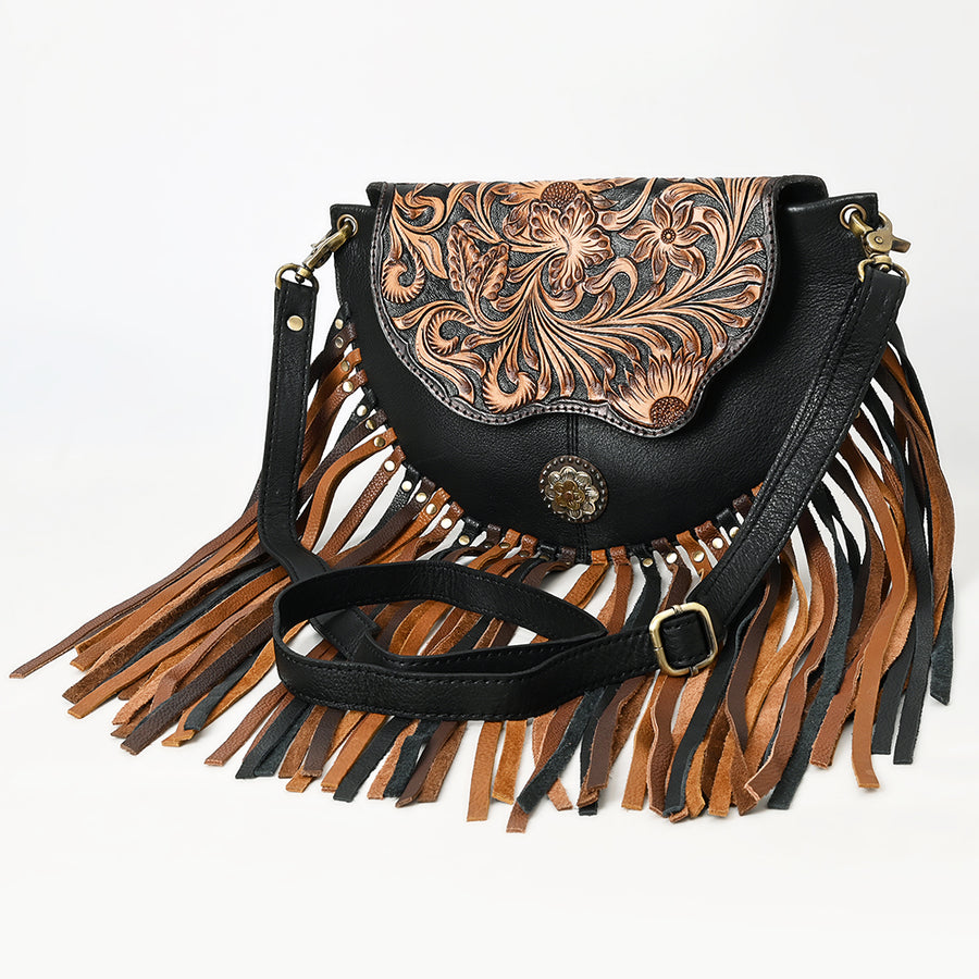 American Darling Western Leather Small Cross body Bag Hand Tooled Floral - Uhorse