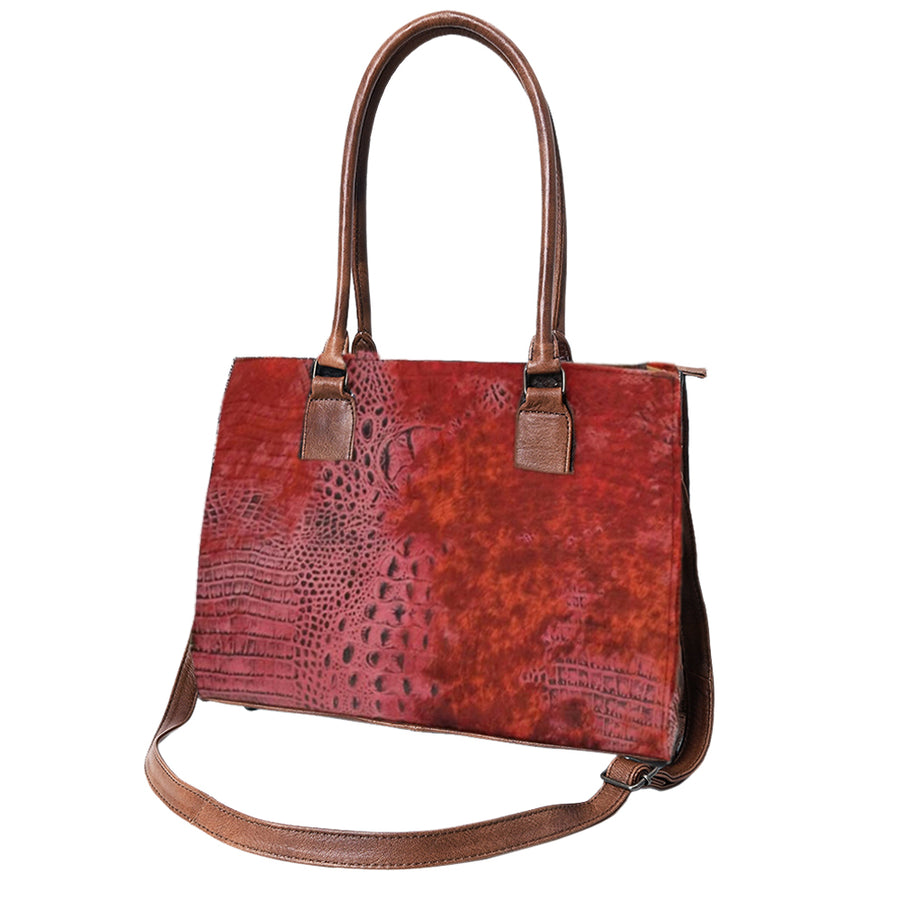 American Darling Western Genuine Leather Crocodile Embossed Tote Bag - Uhorse