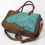 American Darling Western Leather Crocodile Embossed Speedy Bag | Premium Genuine Leather Travel Duffel Bag