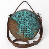 American Darling Canteen Crocodile Embossed Genuine Leather Women Bag Western Handbag Purse