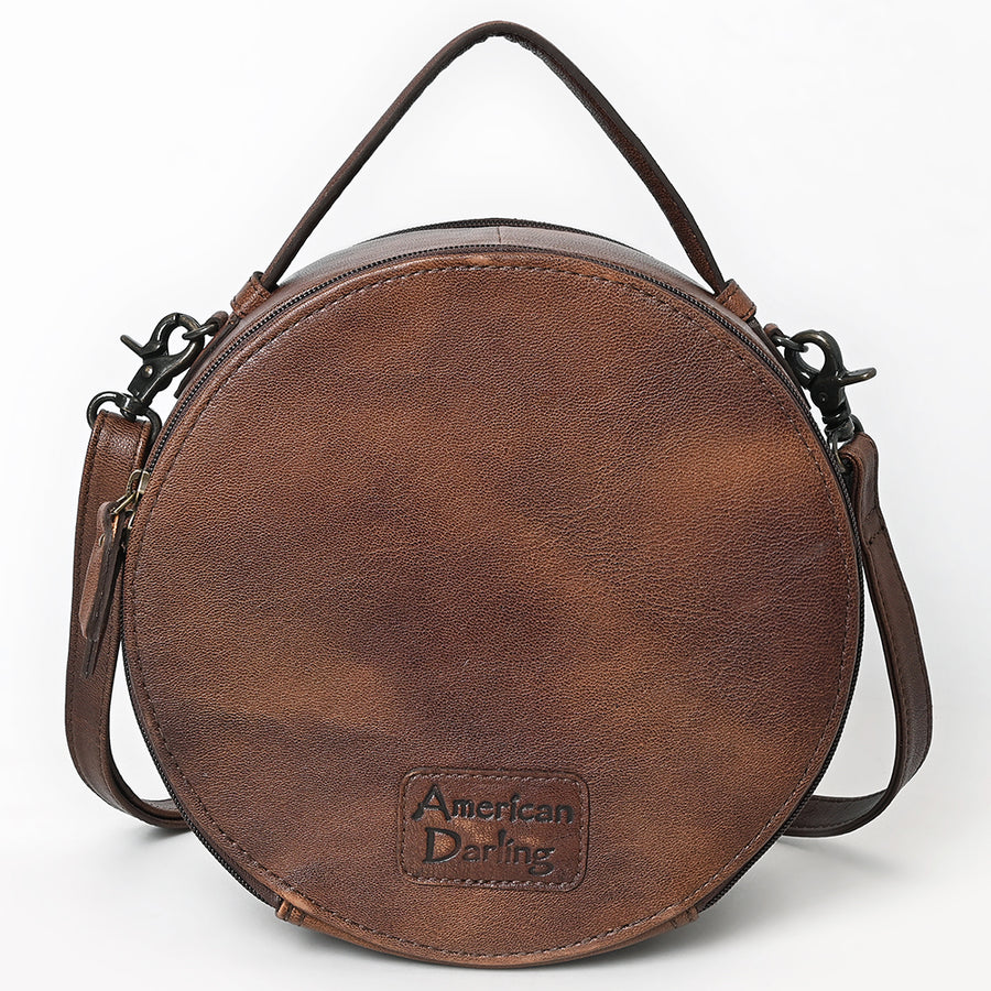 American Darling Hair On Crocodile Embossed Genuine Leather Canteen Bag | Round Western Crossbody | Adjustable Strap | Premium Craftsmanship