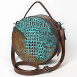 Crocodile leather round crossbody bags in red and black - Uhorse