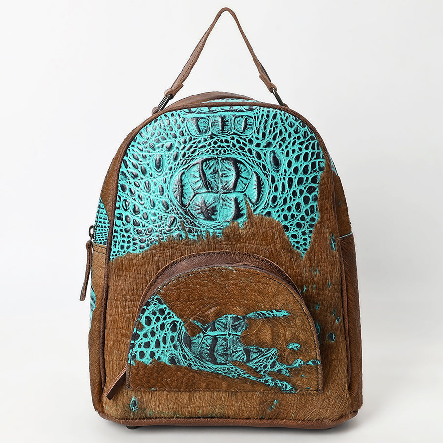 American Darling Western Backpack Bag Handcrafted from Crocodile Embossed Genuine Leather | Buckstitch Detail & YKK Zipper