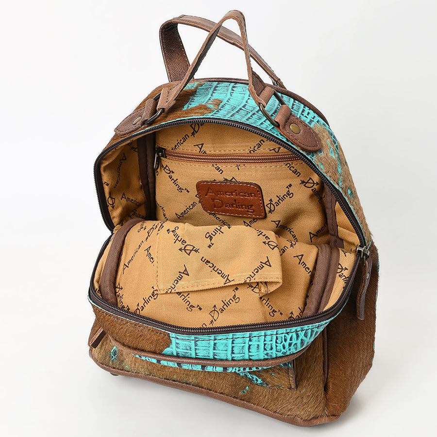American Darling Western Backpack Bag Handcrafted from Crocodile Embossed Genuine Leather | Buckstitch Detail & YKK Zipper