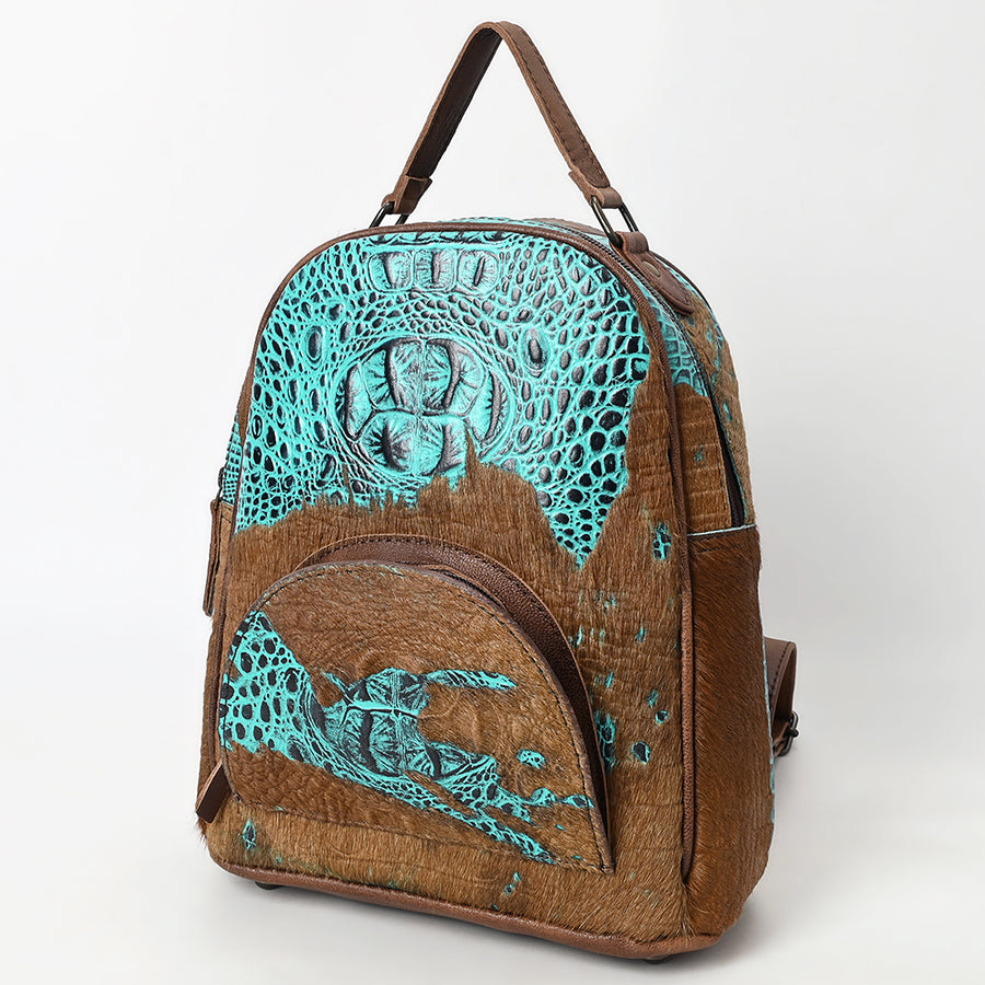 American Darling Western Backpack Bag Handcrafted from Crocodile Embossed Genuine Leather - Uhorse