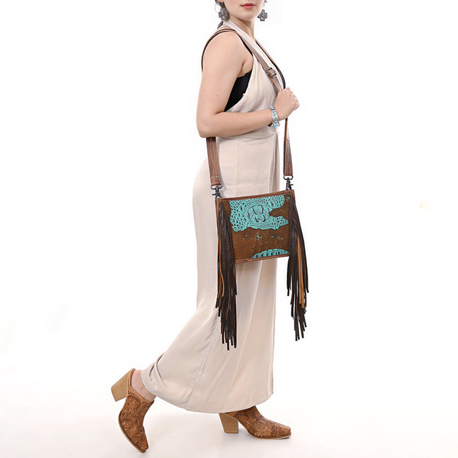 American Darling Cross Body Crocodile Embossed Full Grain Genuine Leather Western Women Bag Handbag Purse Crossbody for Cute