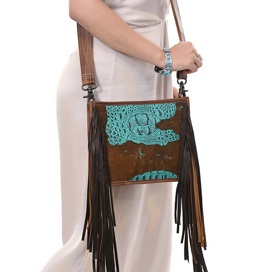 American Darling Cross Body Crocodile Embossed Full Grain Genuine Leather Western Women Bag Handbag Purse Crossbody for Cute