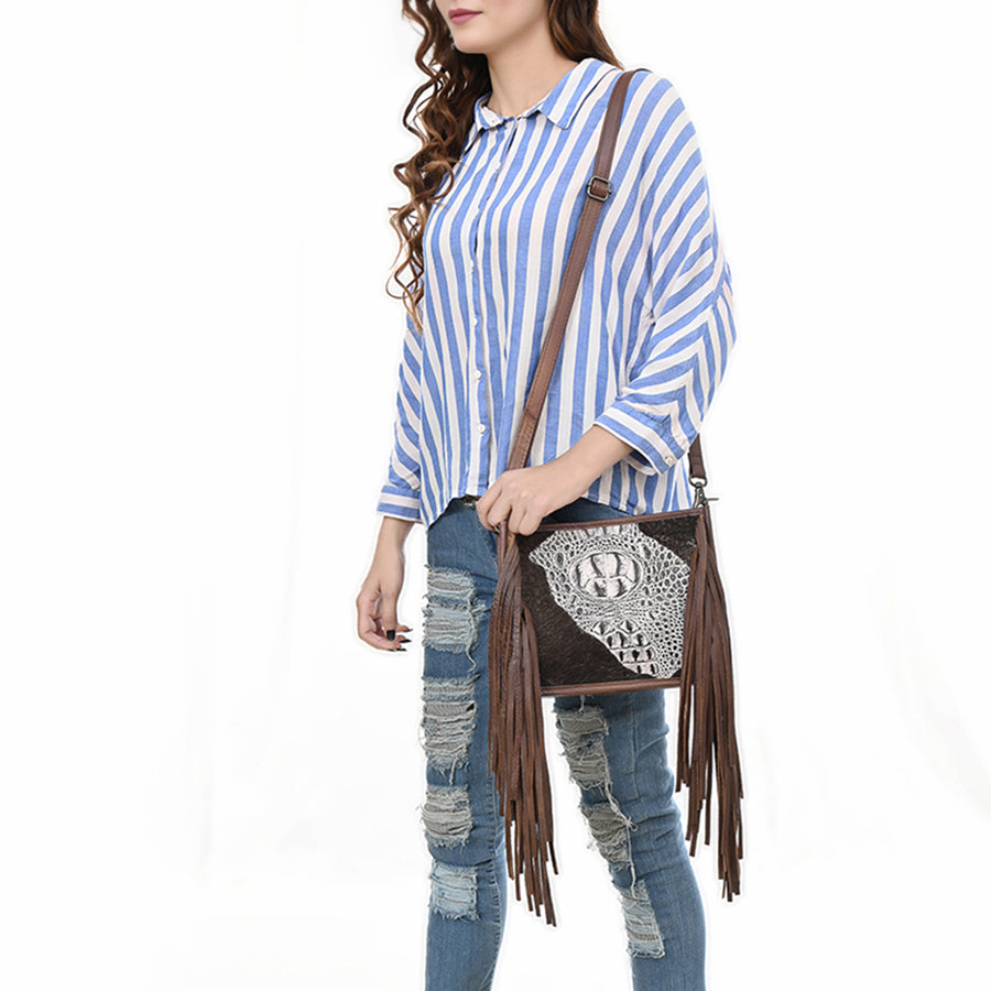 American Darling Cross Body Crocodile Embossed Full Grain Genuine Leather Western Women Bag Handbag Purse Crossbody for Cute