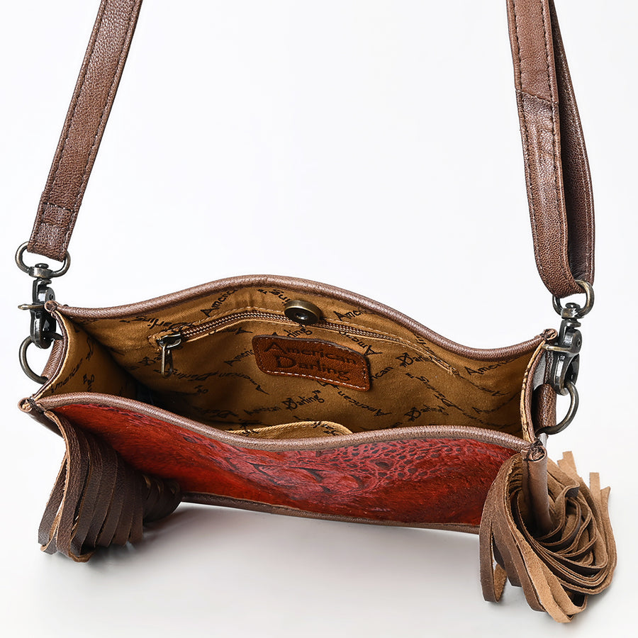 American Darling Cross Body Crocodile Embossed Full Grain Genuine Leather Western Women Bag Handbag Purse Crossbody for Cute
