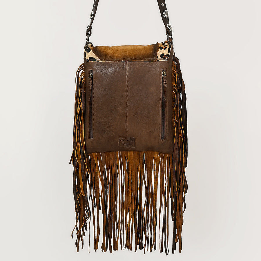 American Darling Messenger Bag Western Hair-On Cowhide Genuine Leather Handcrafted Crossbody Purse with Fringes and YKK Zipper