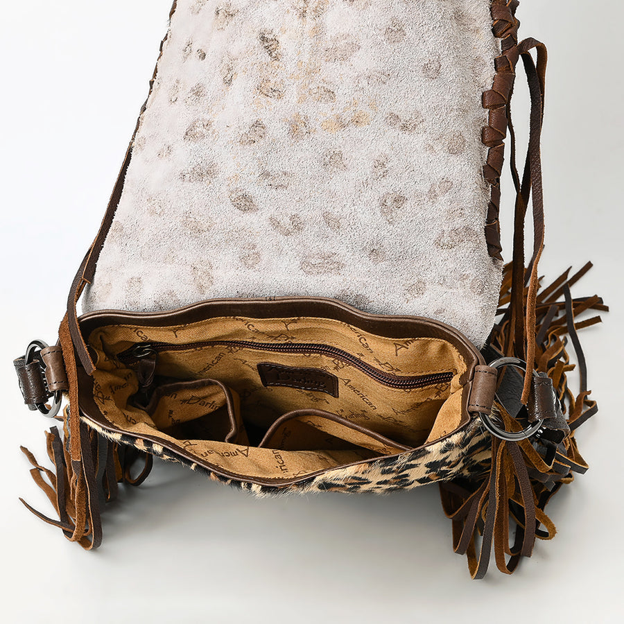 American Darling Messenger Bag Western Hair-On Cowhide Genuine Leather Handcrafted Crossbody Purse with Fringes and YKK Zipper