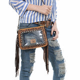 Clear Bag Beautifully Hand Tooled Genuine Leather women bag western handbag purse