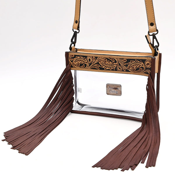 American Darling Clear Bag Beautifully Hand Tooled Genuine Leather Women Bag Western Handbag Purse - Uhorse