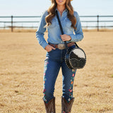 American Darling Canteen Hand Tooled Hair On Genuine Leather Women's Bag Western Handbag Purse | for Women