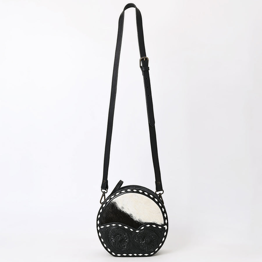 American Darling Canteen Hand Tooled Hair On Genuine Leather Women's Bag Western Handbag Purse | for Women