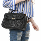 Small Crossbody Beautifully Hand Tooled Genuine Leather women bag western handbag purse