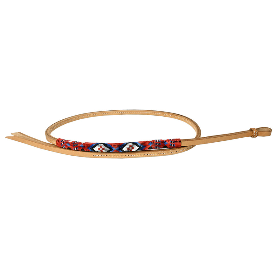 HILASON Western Horse Beautiful Beaded Overlay American Leather Whip | Equestrian Whips Riding Rope Tan Color (5 Ft)